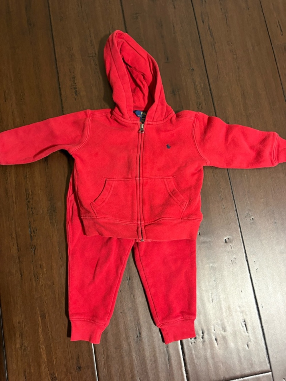 Polo by Ralph Lauren Bright Red Hooded Zip-Up Sweatshirt for Kids - Picture 4 of 4
